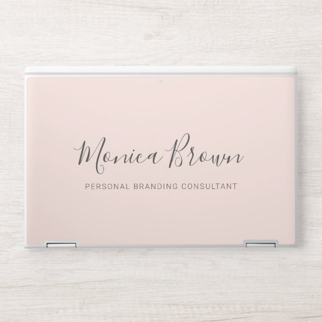 Blush Pink Minimalist Modern Handwriting Font HP Laptop Skin (Front)