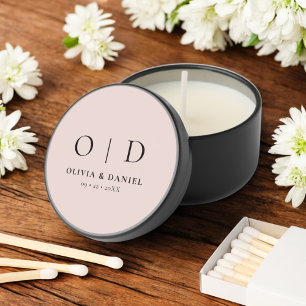 Blush Pink Minimalist Modern Monogram Wedding  Mini Candle Favors