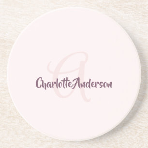 Blush Pink Minimalist Monogram Coaster