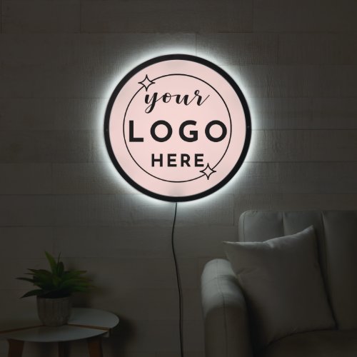 Blush Pink Minimalist Professional Business Logo  LED Sign