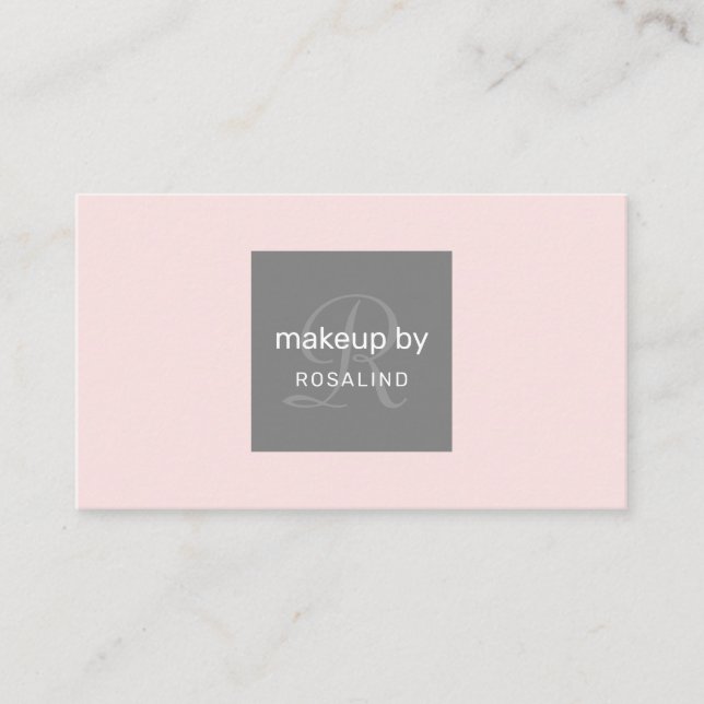 Blush Pink Minimalist Salon and Artist Contact Business Card (Front)