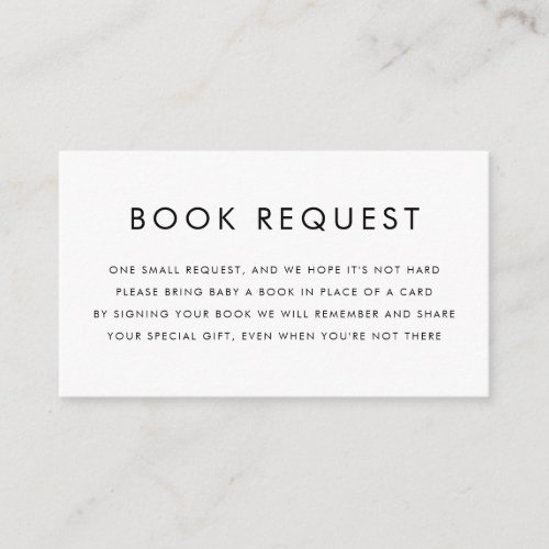 Blush Pink Minimalist Typography Book Request Enclosure Card