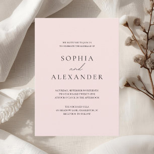 Blush Pink Minimalist Wedding Elegant Invitation