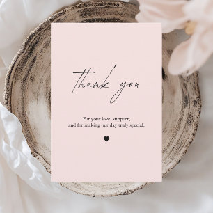 Blush Pink Minimalist Wedding Thank You Card