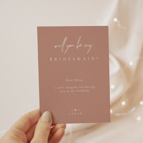 Blush Pink Minimalist Will You Be My Bridesmaid In Invitation