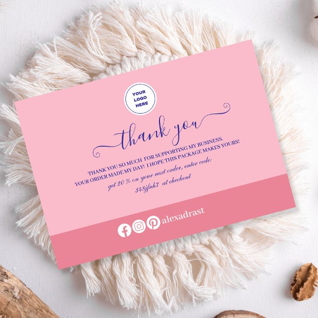 Blush Pink Minimalistic Business  Thank You Card (Creator Uploaded)