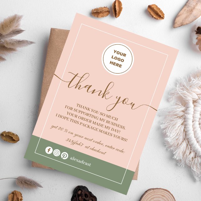 Blush Pink Minimalistic Business  Thank You Card (Creator Uploaded)
