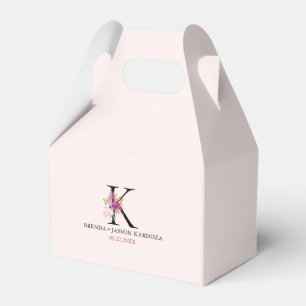 Blush Pink Minimalistic Custom Floral Monogram Favor Boxes