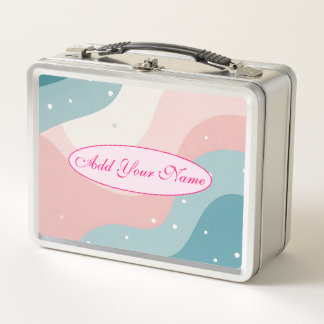 Blush Pink Mint Abstract Modern Collection Metal Lunch Box