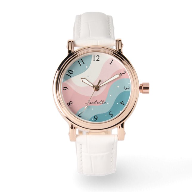 Blush Pink Mint Abstract Modern Collection Watch (Front)