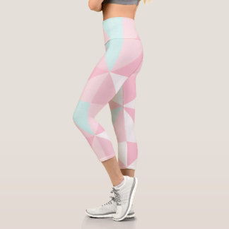 Blush Pink Mint Abstract Popular Collection Capri Leggings