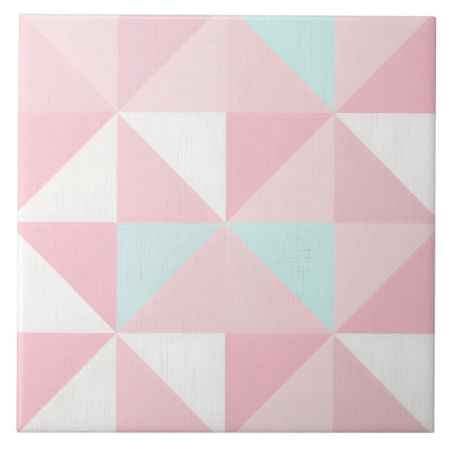 Blush Pink Mint Abstract Popular Collection Ceramic Tile (Front)