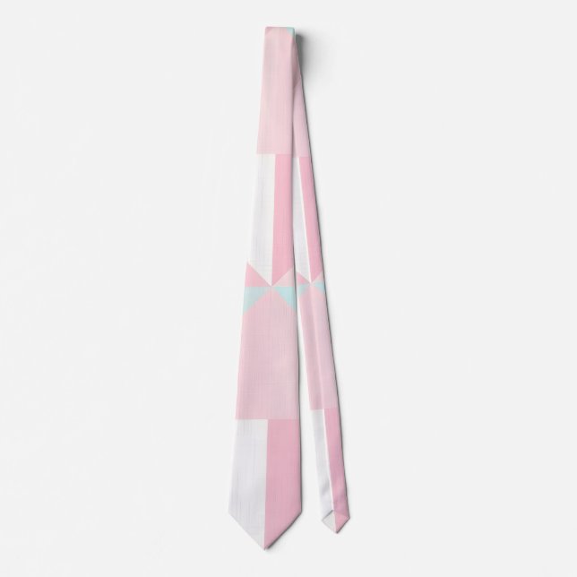 Blush Pink Mint Abstract Popular Collection Neck Tie (Front)