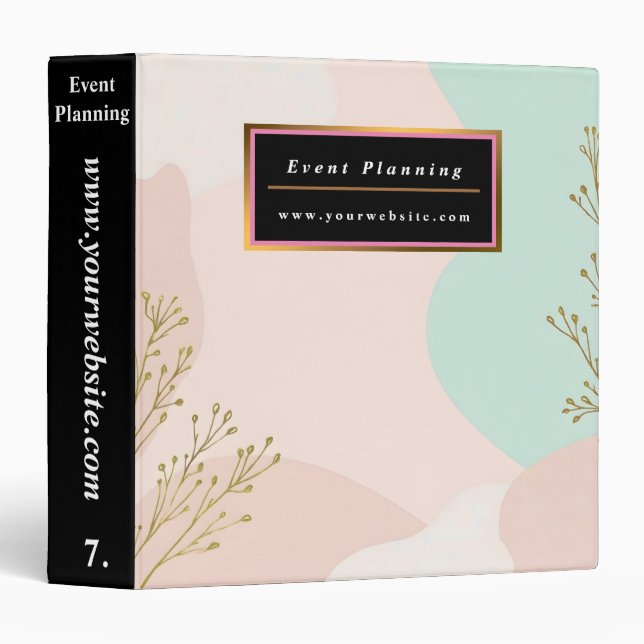 Blush Pink Mint Abstract Trendy Collection 3 Ring Binder (Front/Spine)