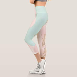 Blush Pink Mint Abstract Trendy Collection Capri Leggings