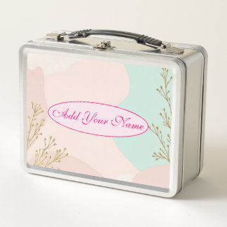 Blush Pink Mint Abstract Trendy Collection Metal Lunch Box