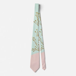 Blush Pink Mint Abstract Trendy Collection Neck Tie