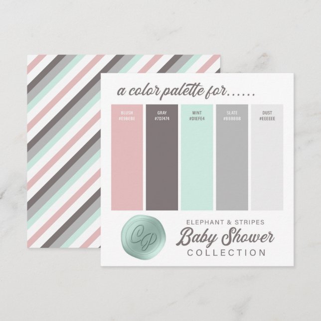 Blush Pink & Mint Baby Shower Color Palette Card (Front/Back)