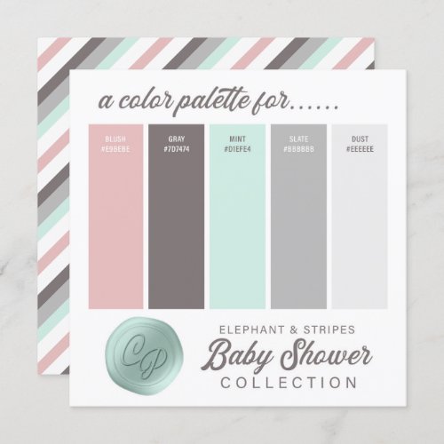Blush Pink  Mint Baby Shower Color Palette Card