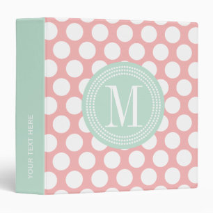 Blush Pink & Mint Big Polka Dots Monogrammed Binder