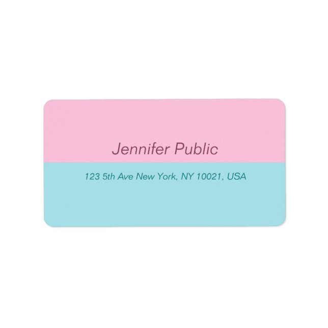 Blush Pink Mint Blue Elegant Trendy Address Label (Front)