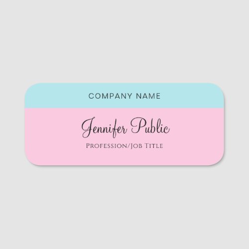 Blush Pink Mint Blue Template Hand Script Name Name Tag