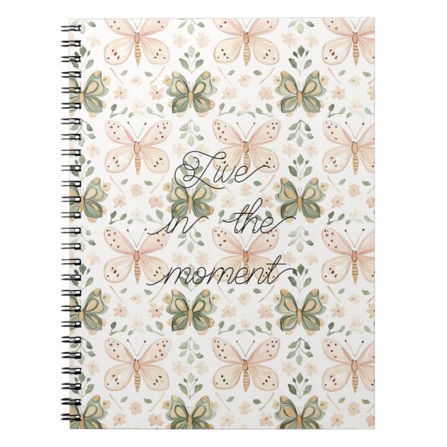 Blush Pink Mint Green Butterflies  Notebook (Front)