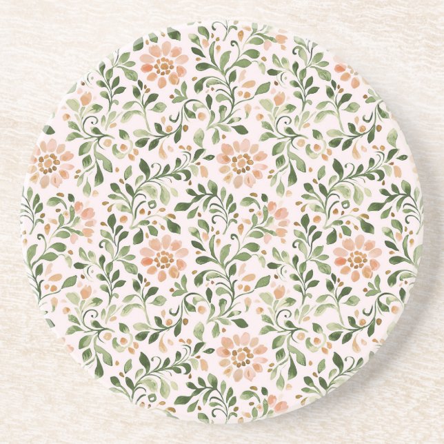 Blush Pink Mint Green Butterfly Coaster (Front)