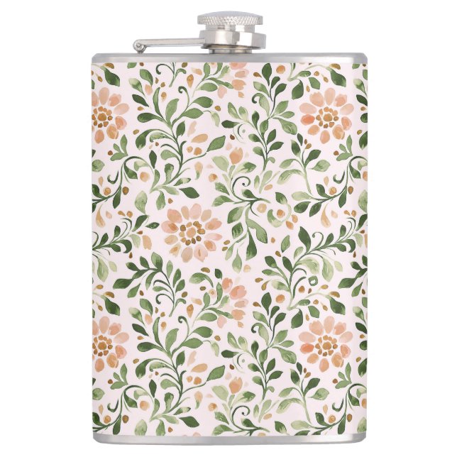 Blush Pink Mint Green Butterfly Flask (Front)