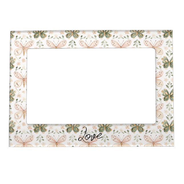 Blush Pink Mint Green Butterfly Magnetic Frame (Front)
