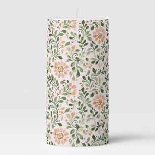 Blush Pink Mint Green Butterfly Pillar Candle