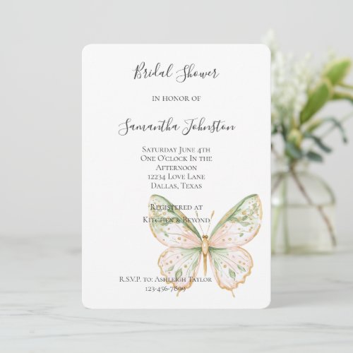 Blush Pink Mint Green Gold Butterfly Bridal Shower