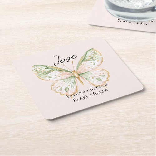 Blush Pink Mint Green Gold Butterfly Wedding