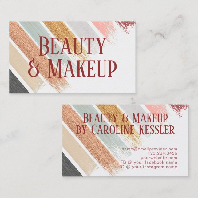 Blush Pink Mint Sage Green Gold Stripes Pattern Business Card (Front/Back)