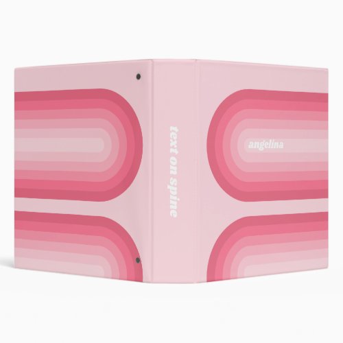 Blush Pink Mod Retro Striped Pattern Custom Name 3 Ring Binder