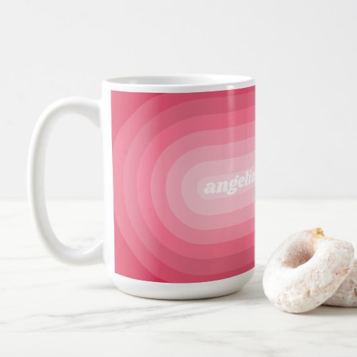 Blush Pink Mod Retro Striped Pattern Custom Name Coffee Mug