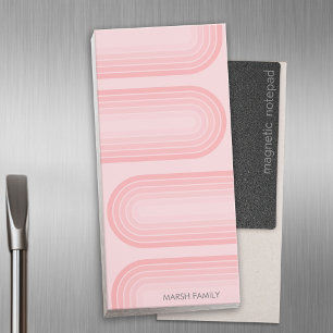 Blush Pink Mod Striped Pattern Custom Name Magnetic Notepad
