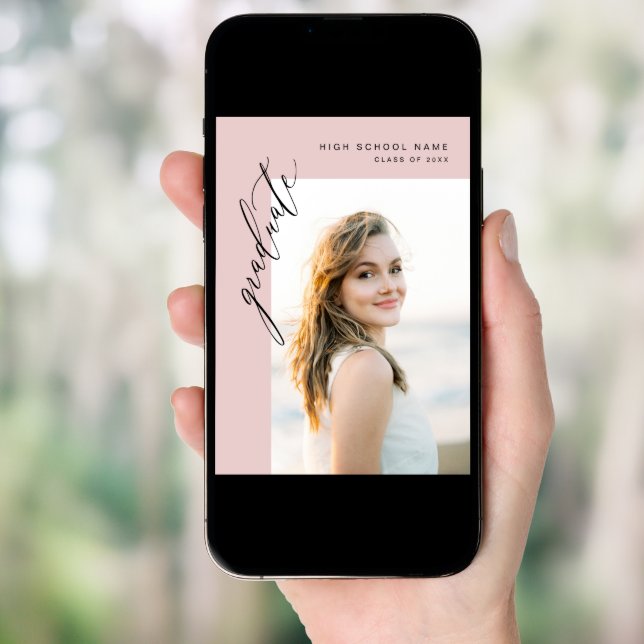 Blush Pink Modern 2 Photo Graduation Party Invitation (Front Digital)