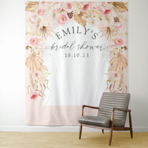 Blush pink Modern arch Boho floral pampas backdrop