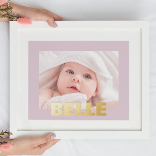 BLUSH PINK Modern Bold EDITABLE TEXT GOLD PHOTO Foil Prints