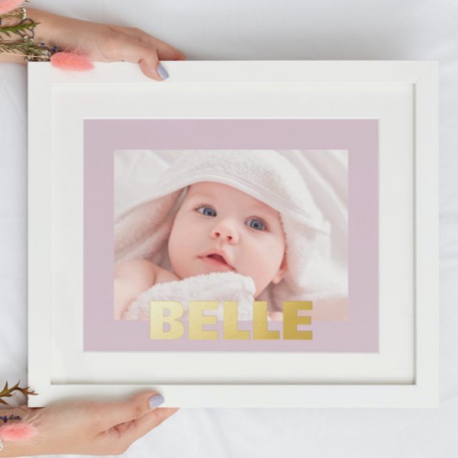 BLUSH PINK Modern Bold EDITABLE TEXT GOLD PHOTO Foil Prints (Creator Uploaded)