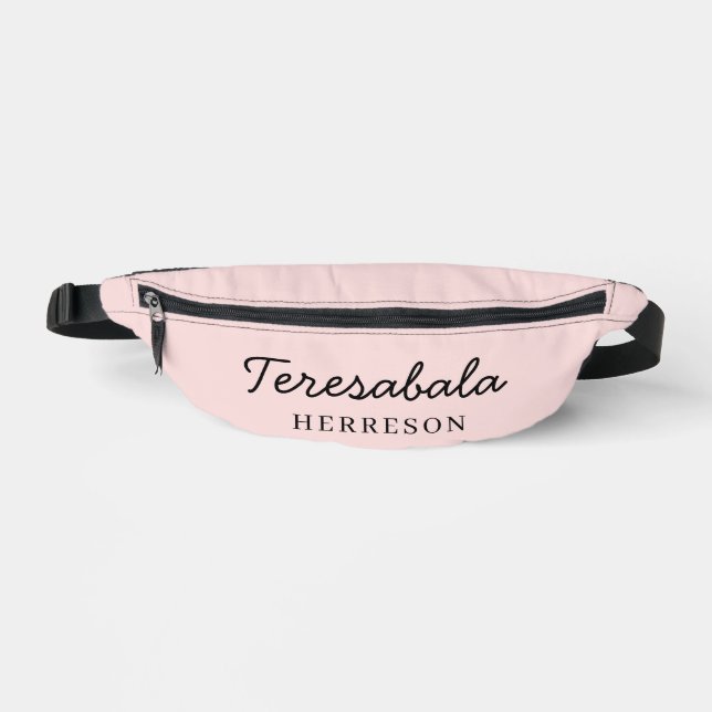 Blush Pink Modern Bridesmaid Script Design Fanny Pack (Front)