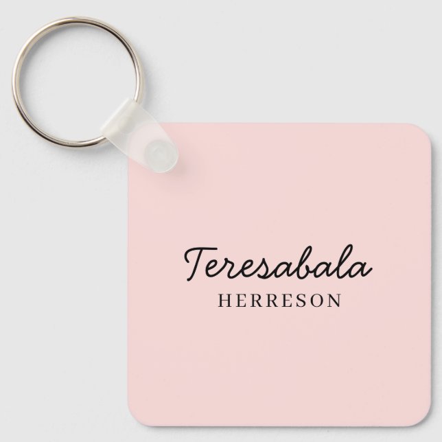 Blush Pink Modern Bridesmaid Script Design Keychain (Front)