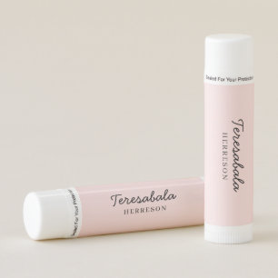 Blush Pink Modern Bridesmaid Script Design Lip Balm