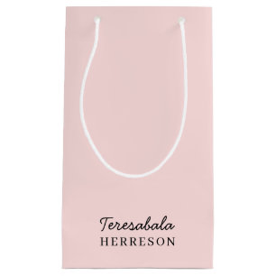 Blush Pink Modern Bridesmaid Script Design Small Gift Bag
