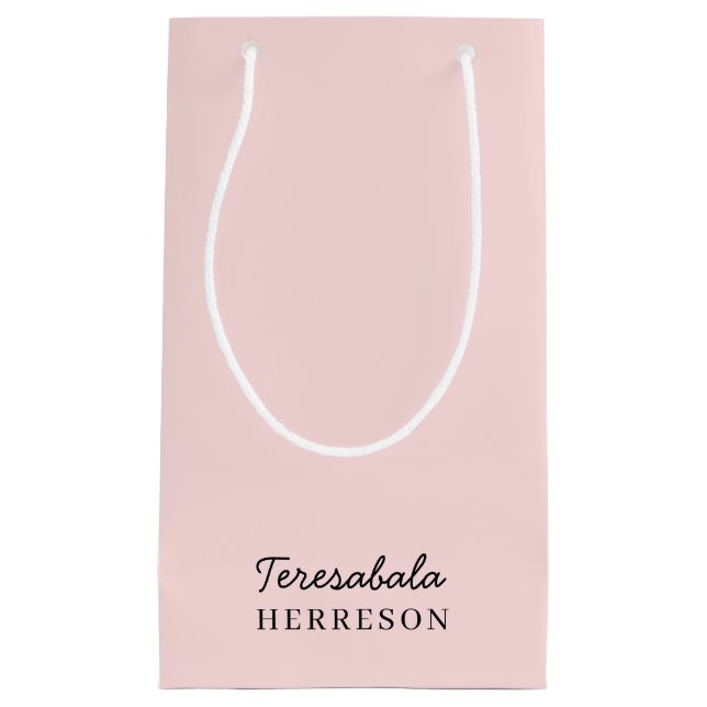 Blush Pink Modern Bridesmaid Script Design Small Gift Bag (Front)
