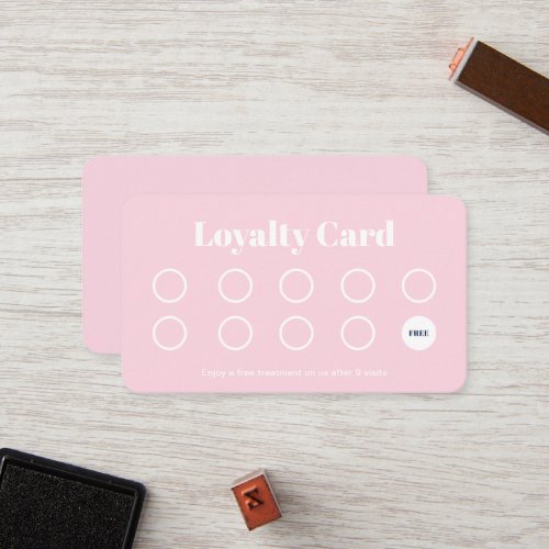 Blush Pink Modern Business Reward Punch Loyalty Card