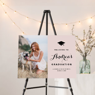 Blush Pink Modern Calligraphy Photo Graduation Foam Board
