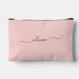 Blush Pink Modern Chic Script Personalized Accessory Pouch