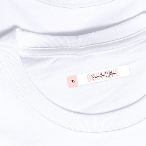 Blush Pink Modern Clothing Sizing Tag Brand Label